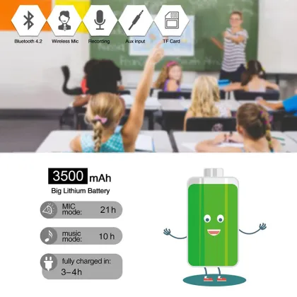 Portable High Performance K7 Voice Amplifier - Wireless Microphone for Teachers