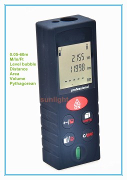 60m Economical Laser Distance Meter Rangefinder M/In/Ft Three Units with Level Bubble