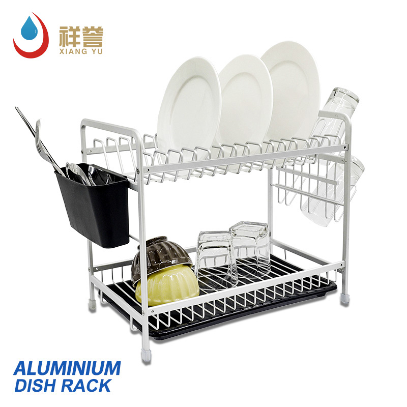 Two tier aluminum dish drainer