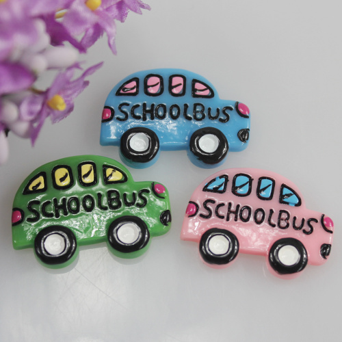 30*22MM résine mignon mini autobus scolaire bleu sans trou porte-clés charme