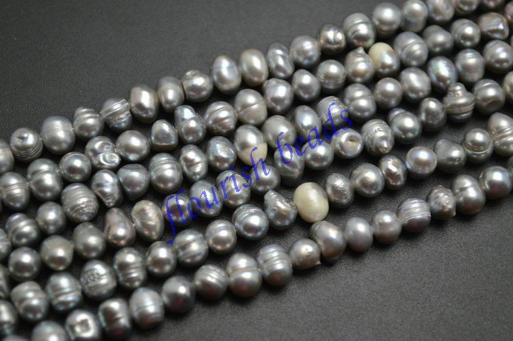 5~6mm Silvery Gray Color Fresh Water Pearl Potato Oval Loose Beads Fashion Jewelry making materials