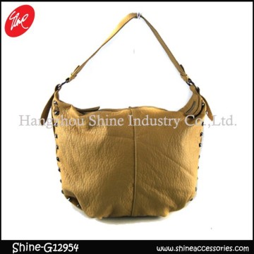 Best price hobo bag/studded rivet shoulder bag/fashion washed bag