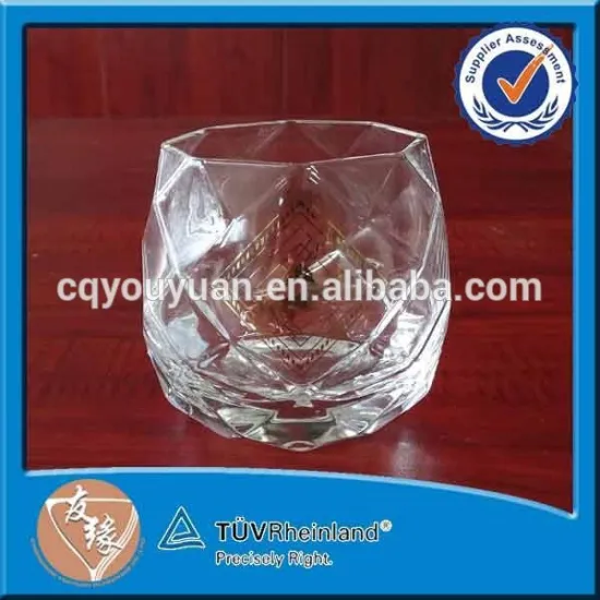 Custom unique design 320ml round gold decaled whisky glass