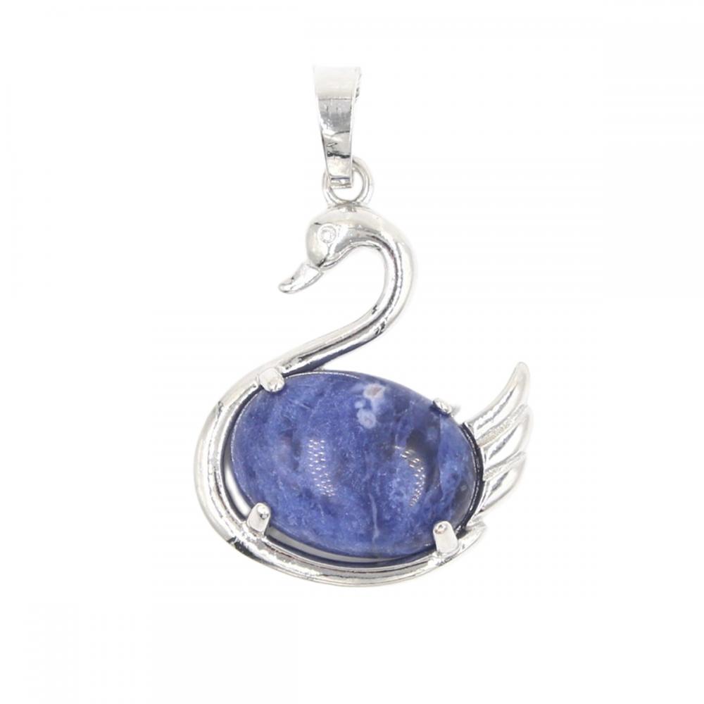 Swan Gemstone Swan Pendant Natural Stone Animal Silver plaqué Swan Pendants Pendants pour la fabrication de bijoux de bricolage