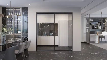 Narrow Edged Double Tempered Glass Sliding Door