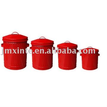 galvanized red lid dustbin