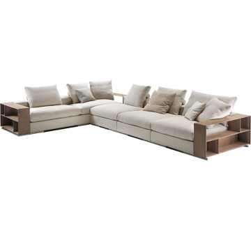 PurelyFeel Modern Linen Fabric Storage Corner Sofa