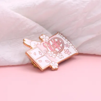 Custom Pink Bunny KitKat Enamel Pin