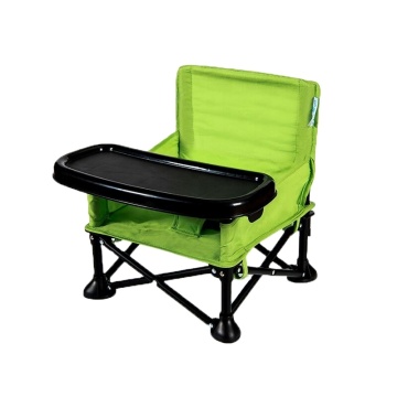 Portable Baby Seat Booster: Pop-n-Sit Folding Feeding Booster with Safety Belt