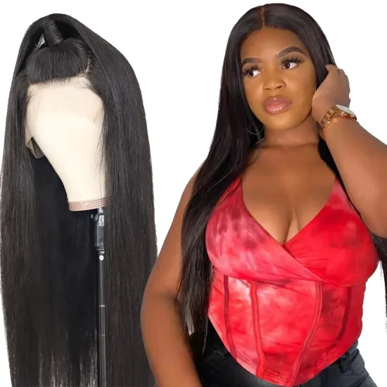 Pre pluck bone straight human hair wigs for black women,brazilian human hair lace front wigs,hd lace frontal wig for black women