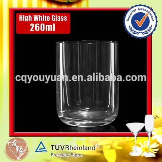 high transparent glass cup thin wall round bottom glass cup 9oz