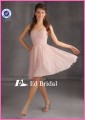 NN04 Precio al por mayor corto y largo elegante rubor de gasa rosa vestido de dama de honor