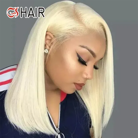 GS Wholesale 100% Human Hair Bob Wig 613 Blonde Preplucked Glueless Full Lace Front
