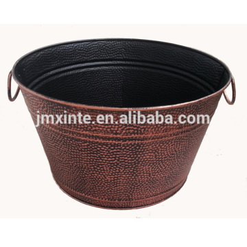 galvanized hammered style round metal ice beer bucket