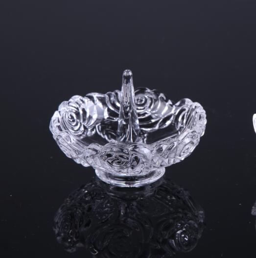  rose flower pattern glass ring holders for gifts