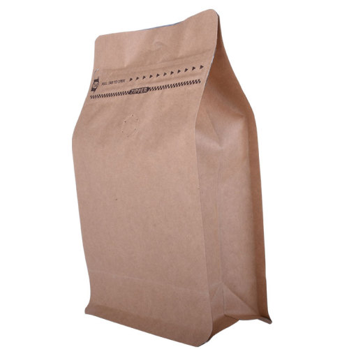 Bolsa de papel kraft con fondo de bloque compostable