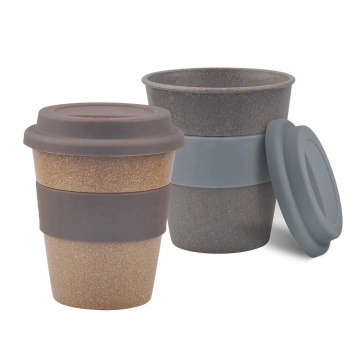 Customizable Biodegradable Bamboo Fiber Coffee Cup with Wheat Straw Lid