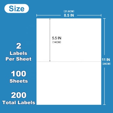 8.5" X 5.5" 2 labels sheet