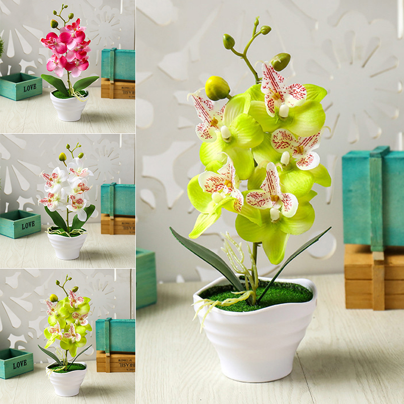 Bonsai Desktop Plants Potted Artificial Orchid Flowers Home Decoration Ornament