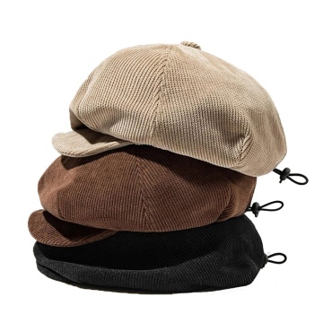 Custom Logo Curved Brim Knit Newsboy Hats for Ladies
