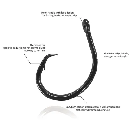 Mustad Circle Hook Olecranon Tip Hook for Squid Jig Fishing Gear