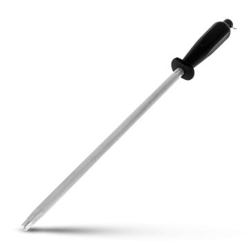 Custom OEM 12 Inch German Kitchen Knife Sharpening Steel Rod with Black PP Plastic Handle
