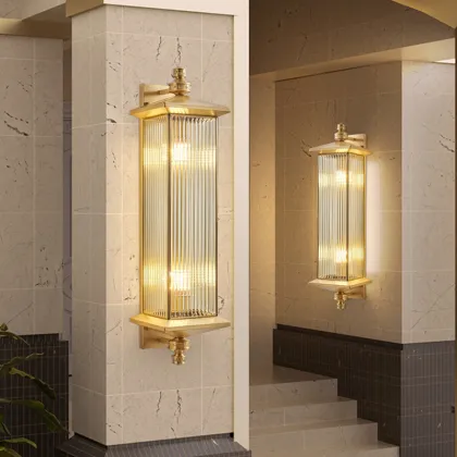 Copper Chinese Style Waterproof Wall Lights for Courtyard and Villa Exterior Lighting