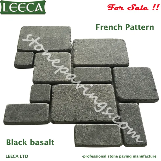 French pattern black basalt paving stones
