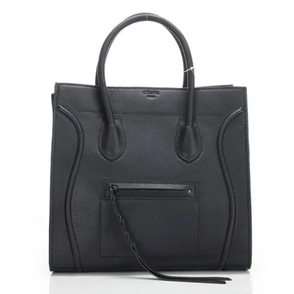Phantom Black Soft Suede Leather Lining Celine Square Bag With11.8 * 11.1 * 9.5 Inches
