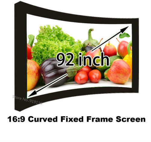 Wholesale Retail Digital 3D Projector Screen 92 Inch View Size 114x223cm Curved Fixed Frame Projection Screens 1080P Show