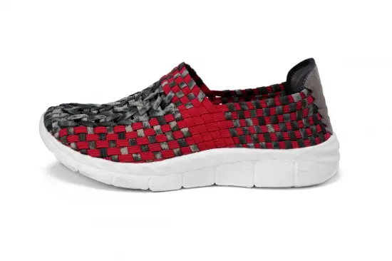 Classic Black And Red Interwoven Hollow Work Shoes