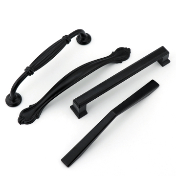Aluminum Alloy Square Cabinet Handles - Black Bedroom Kitchen Furniture Design Door Handles