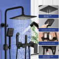 Ensemble de robinet de douche noir mat en laiton