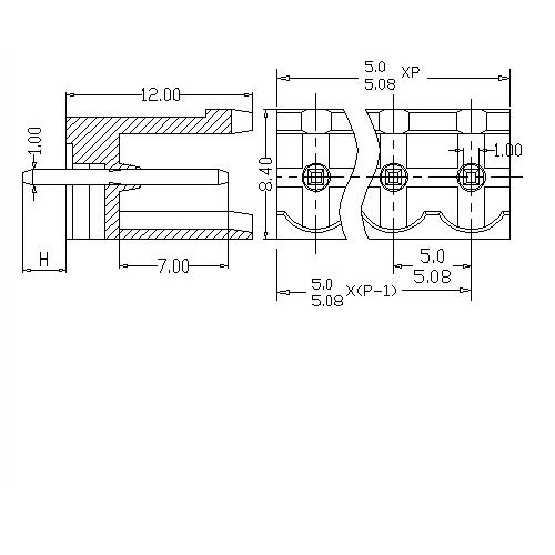 AT2500V-5.0／5.08XXX-AC Plug-in Terminal Block Open Vertical Pitch5.0／5.08