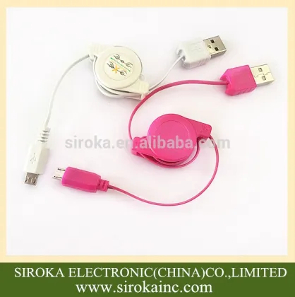 Hot selling V8 micro USB data cable retractable 5pin for Samsung USB cable