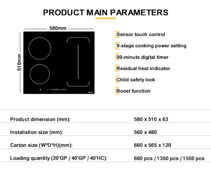 CE and CB Certified 4 Burner Induction Hob for Home Appliances