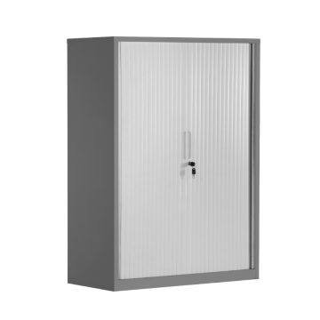 Gray Office Tambour Cabinet Horizontally Middle Height