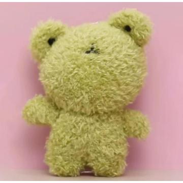 Juguete de peluche de rana rizada verde lindo rana juguete para niños