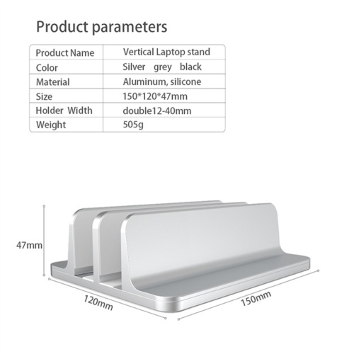 Soporte vertical ajustable para computadora portátil hecho de aleación de aluminio