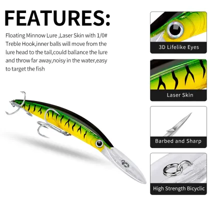 Plastic Hard Stick Bait Swimbait - 17cm 27g Floating Jerk Bait for Topwater Fishing