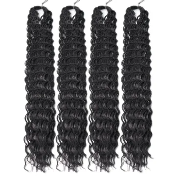 Goddess 30 Inches 120g Soft Water Wave Crochet Braids Hair Wholesale Pr-Stretched Ombre Deep Wave Synthetic Braiding Hair Bundle