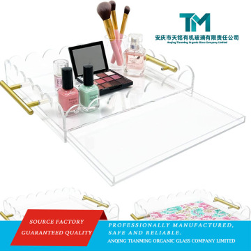 Luxury Scalloped Acrylic Tray with Golden Handles