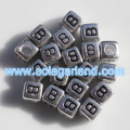 Cuentas de cubo de alfabeto de plata antigua de 6 mm Cuentas cuadradas de una sola letra