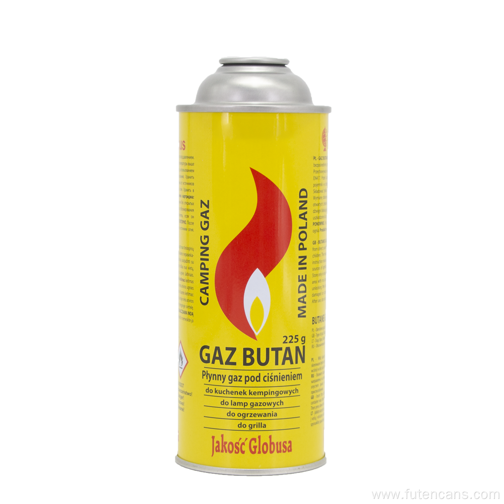 223g 225g 227g butane gas can with valve