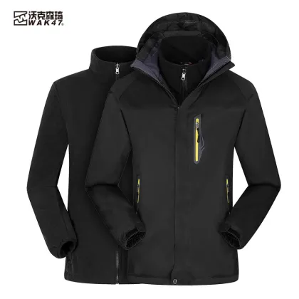 Windproof Custom Logo Hoodie Fleece Lining Jacket for Men - Winter Sports