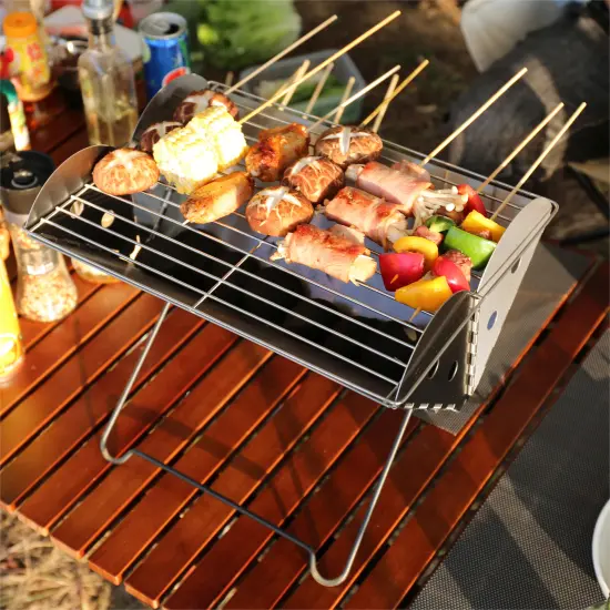 Hot Selling Outdoor Camping Black X Shape Portable Charcoal Table Folding Bbq Grill