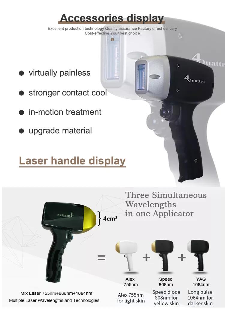 High Power diode 755 808 1064 ice platinum titanium soprano permanent laser hair removal machine