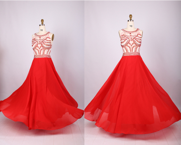 Cheap A-line Beading Chiffon Long Evening Dresses 2015