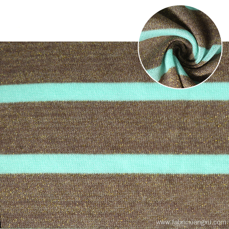 single jersey patterned knitted striped glitter fabric