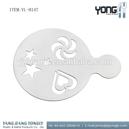 Various shape and pattern design stainless steel cake decorating stencil cappuccino coffee stencil